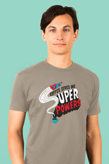 ZillaMunch Tee - Coffee Gives Me Super Power - Men - Stone Gray