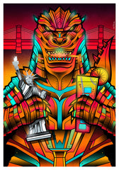 ZillaMunch Poster - Godzilla vs NYC - Red