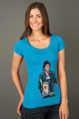 ZillaMunch Tee - King Of Pop - Women - Vintage Turquoise