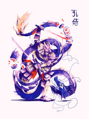 ZillaMunch Poster - Samurai vs Sushi Dragon - Purple
