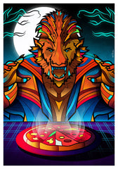 ZillaMunch Poster - Werewolf-N-Pizza - Orange