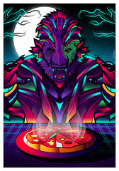 ZillaMunch Poster - Werewolf-N-Pizza - Purple